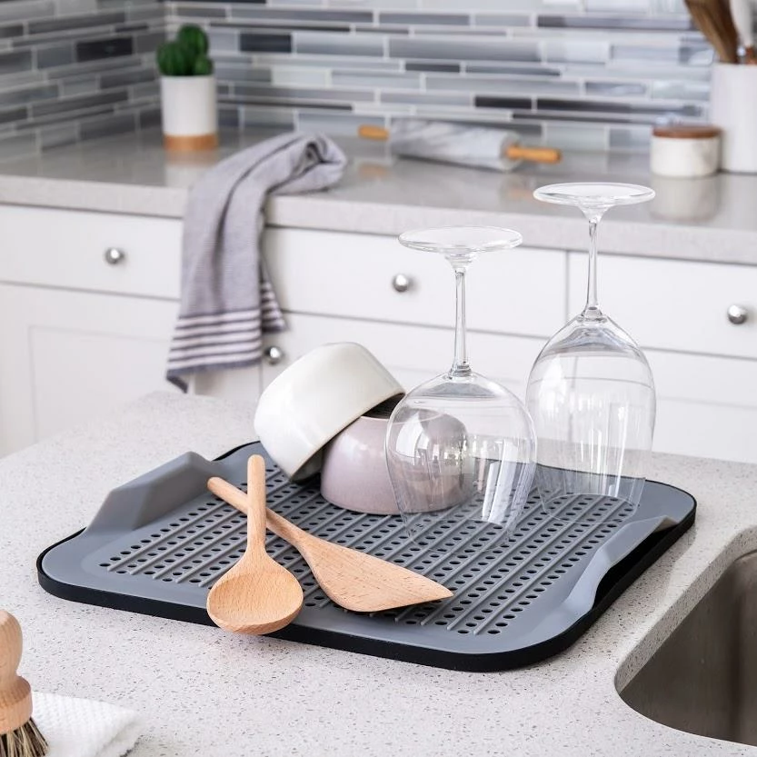 The Better House Gray 2-Piece Silicone Drying Mat Sinkware 2 The Better House Gray 2-Piece Silicone Drying Mat Sinkware
